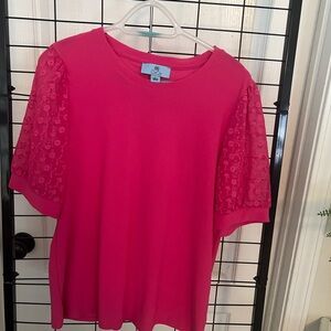 CeCe Fuchsia pink Lace Sleeve Blouse